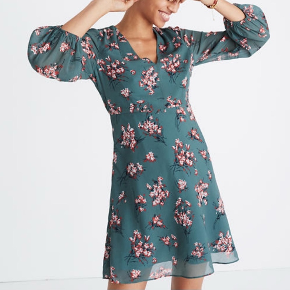 Madewell Marguerite Dress Butterfly Garden Green